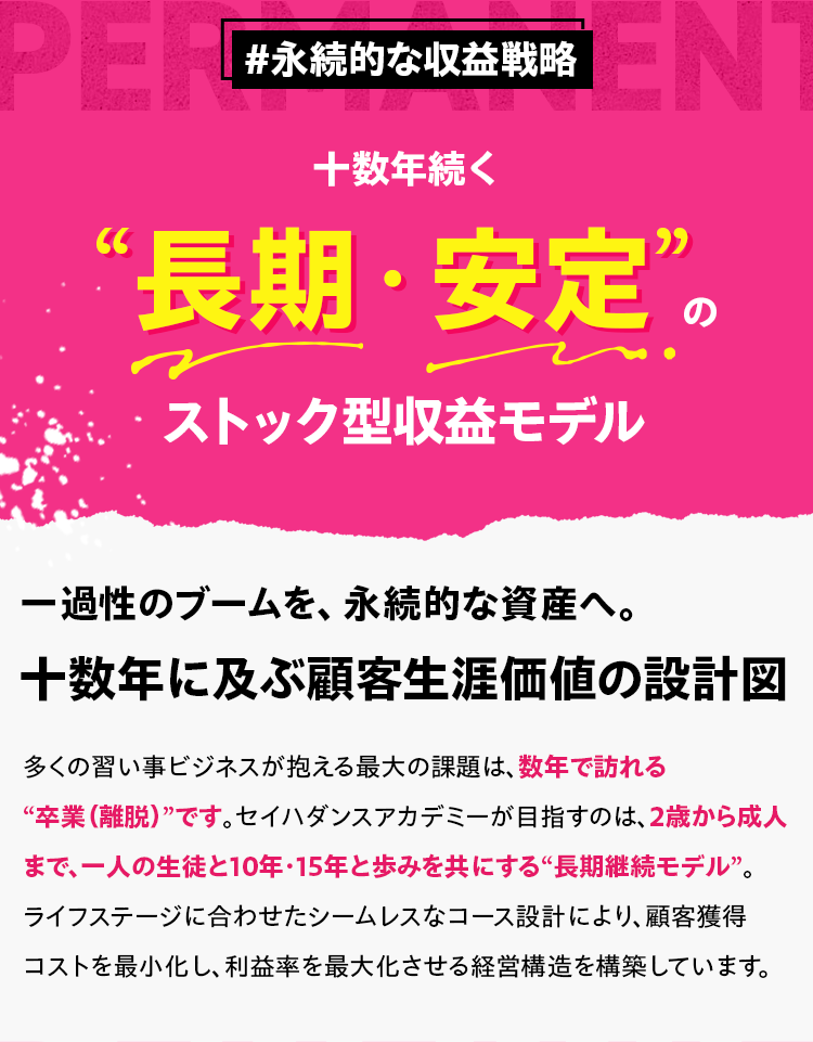 #永続的な収益戦略 十数年続く“長期・安定”のストック型収益モデル